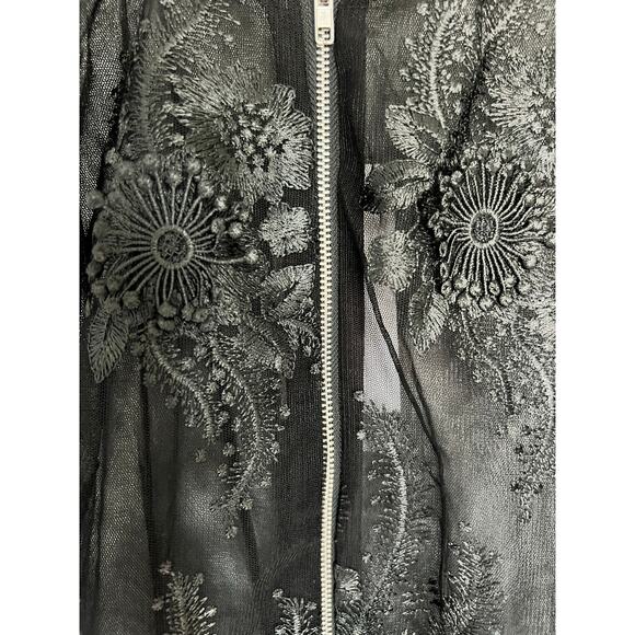Endless Rose Embroidered Sheer Black Floral Bomber Jacket Small NWT - Picture 5 of 8